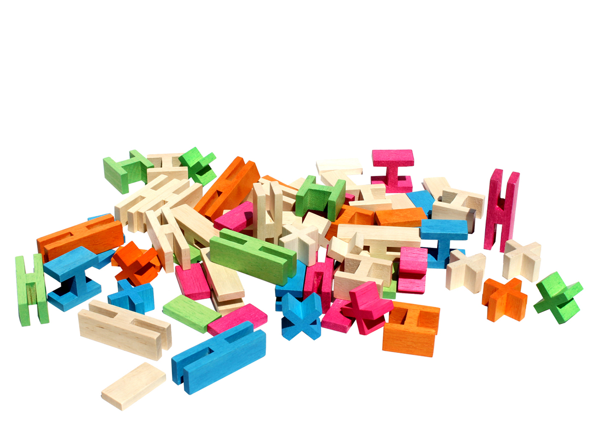 interlocking wooden building blocks